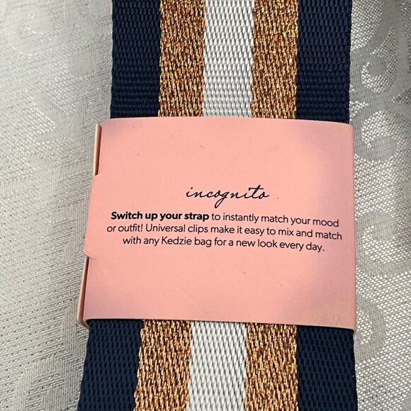 Kedzie Interchangeable Bag Strap Adjustable One Size Navy & Copper Stripes With - Picture 4 of 4